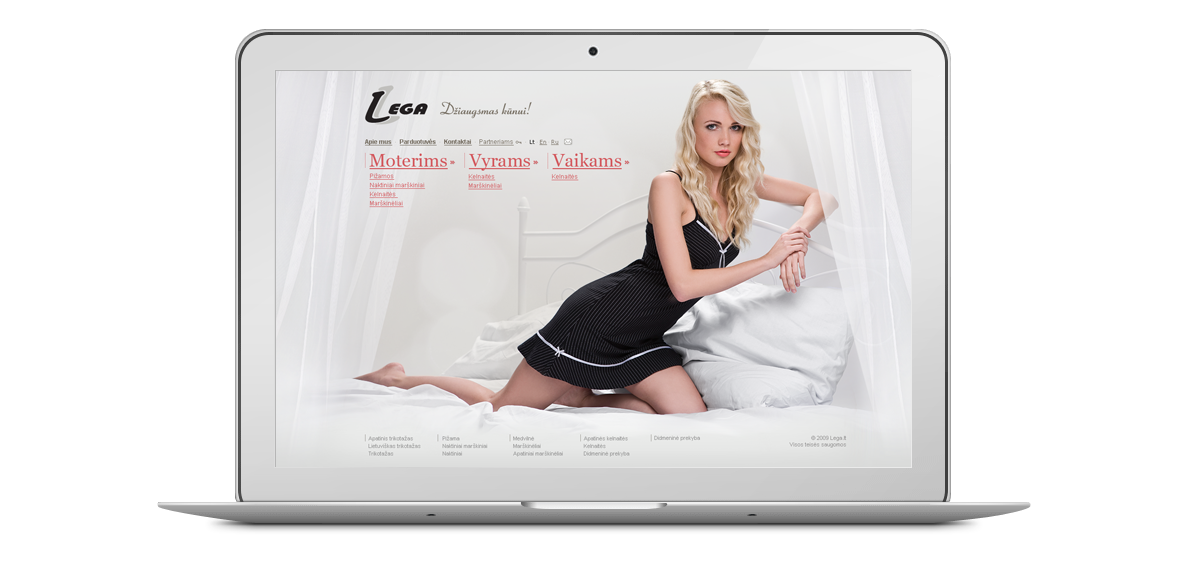 Lega.lt homepage design laptop