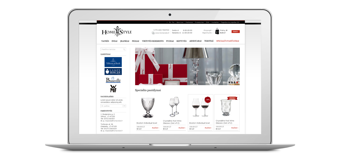 HomeStyle eshop homepage design laptop