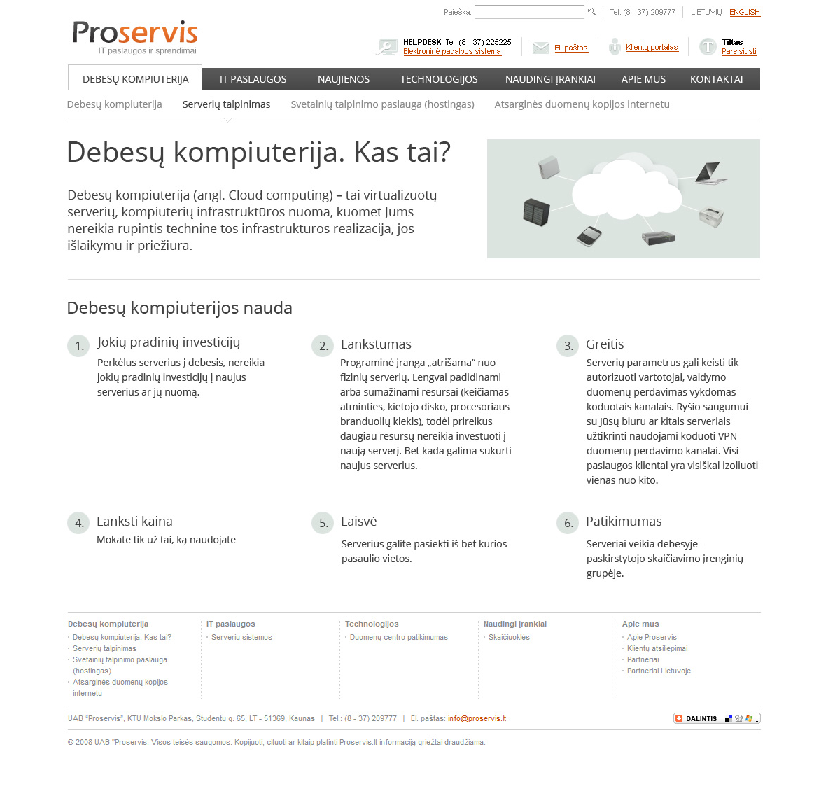 Proservis IT Cloud Computing inner page design